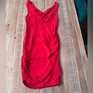 Alice + Olivia Red Ruched Cocktail Dress – Size 12 fits 4